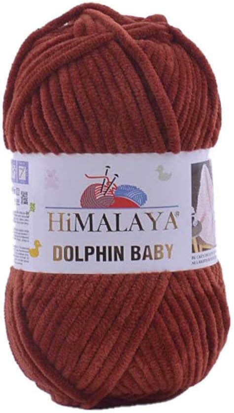 5 Skein/Pack Himalaya Dolphin Baby Chenille Yarn, Each Ball 100 gr (3.5 oz), 120 m (132 Yards), 100% Polyester, Super Bulky Baby Blanket Velvet Amigurumi Yarn, 80370 - Rust