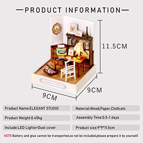 CUTEROOM DIY Doll Room Miniature Furniture Wooden House Kit-Elegant Studio - Image 2