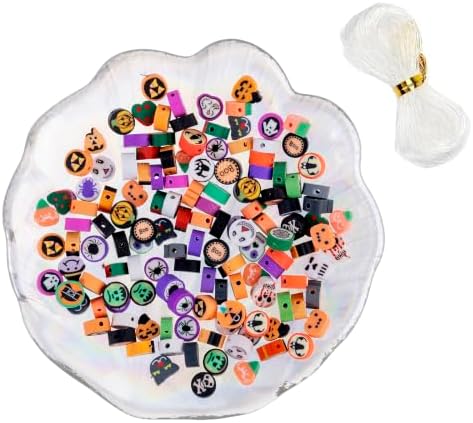 100pcs Halloween Beads 10mm Polymer Clay Spacer Beads for Women Jewelry Making DIY Bracelet Necklace Party Favor Halloween Decoration (Halloween 1) - Image 2