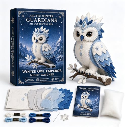 Arctic Winter Guardians DIY Patchwork Kit, Handmade 3D Mythical Plush Sewing Set with Pre-Cut Materials, Felt Animal Sewing Kit for Beginners, an Excellent Choice for Home Décor(Owl) by Unknown