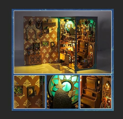 DIY Book Nook Kit Magic - Wizard and Cat Book Nook Kits for Adults, 3D Wooden Puzzle Miniature Fantasy Witch Potion Room Theme Bookshelf Decor, Creative DIY Craft for Teens - Image 4