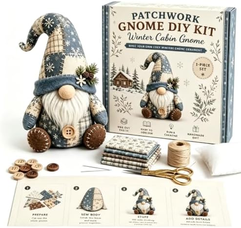 DIY Patchwork Animal Kit,Make Your own Cute Animals; Christmas Elf Patchwork Kit; Suitable for Adults and Beginners as a Sewing Project; Perfect for Home Decor and Gifts (Blue Snowflake) by Unknown