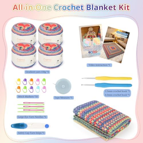 Coopay Crochet Blanket Kit for Beginners Adults w/Step-by-Step Instructions - Image 4