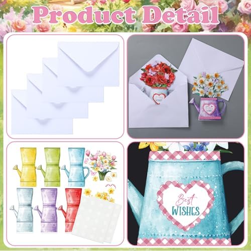 Gueevin 18 Set Watering Can Blossoms Card Making Kit Floral DIY Craft Kits - Image 3