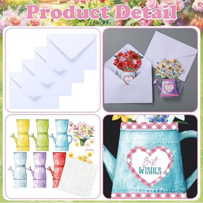 Gueevin 18 Set Watering Can Blossoms Card Making Kit Floral DIY Craft Kits - Image 3