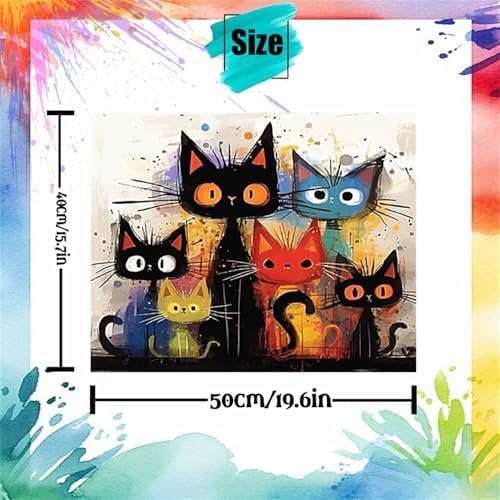 Hestarcul Cat Paint by Numbers Kits for Adults,Easy Adult Painting by Number on Canvas for Beginner, DIY Watercolor Painting for Gift Home Decor Relax. (cat) - Image 2
