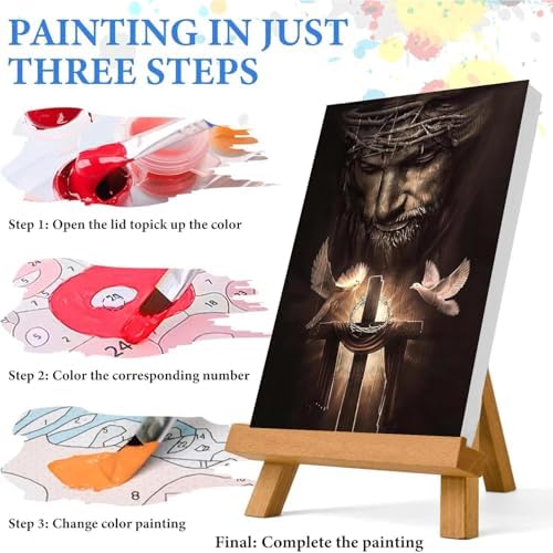 Jesus Paint by Numbers Kit for Adults Framed Canvas 12X16 in, Frameworkless - Image 6
