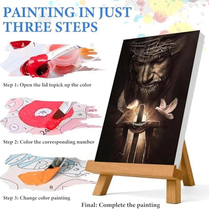 Jesus Paint by Numbers Kit for Adults Framed Canvas 12X16 in, Frameworkless - Image 6
