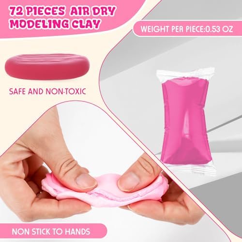 VioraWhite 72 Pcs 38oz Air Dry Clay Bulk Modeling Clay,Pink - Image 2