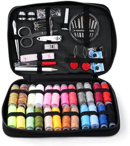 97Pcs Sewing Kits, Small Beginner Sewing Set with Multicolor Thread, Needles, Scissors, Thimble & Clips, Emergency Repair Travel Kits Sewing Accessories and Supplies by Unknown