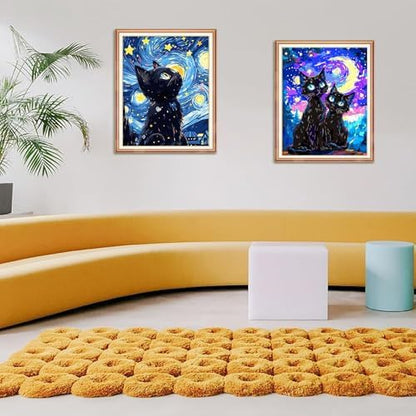 Yunnuo Paint by Numbers Kit for Adults Cat, Starry Night, 16x20 inch - Image 4