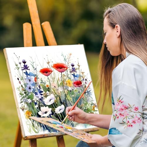 Yezavesu Flower Framed Paint by Numbers Kit for Adults Beginner & Kids Ages 8-12, Wildflowers Paint by Number Without Easel, DIY Adult Paint by Numbers Flowers for Home Wall Decor Gift 10x 10 inch - Image 6