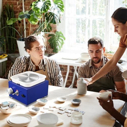 Mini Pottery Wheel Machine for Adults & Beginners, 2 Turntables (3.94" & 2.56") | 0-2000 RPM Adjustable Speed Pottery Machine Removable Splash Tray Ceramic Making Kit Includes 8 Sculpting Tools - Image 5