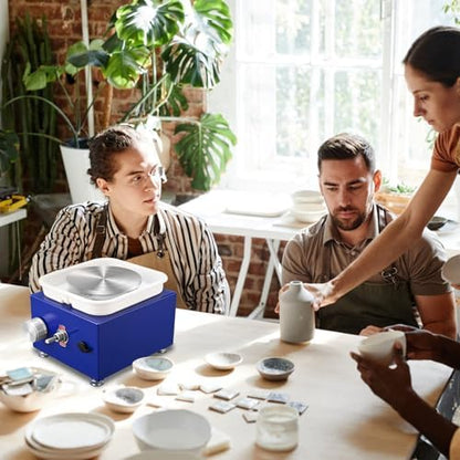 Mini Pottery Wheel Machine for Adults & Beginners, 2 Turntables (3.94" & 2.56") | 0-2000 RPM Adjustable Speed Pottery Machine Removable Splash Tray Ceramic Making Kit Includes 8 Sculpting Tools - Image 5