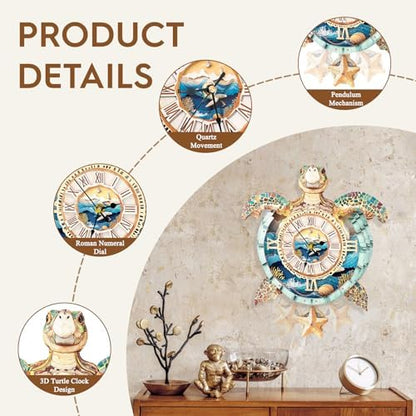 3D Puzzles for Adults Wooden Sea Turtle Clock Puzzle Adult Crafts - Image 3