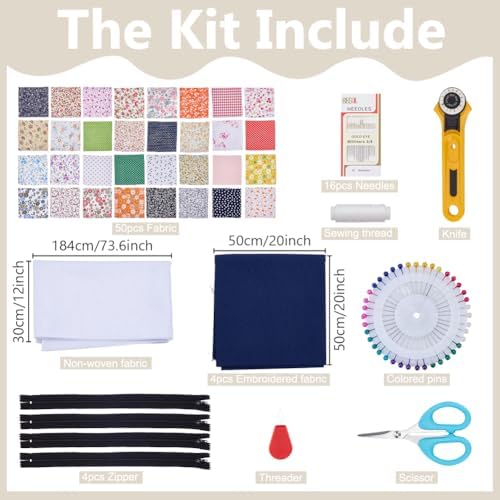 WEBEEDY 4 Sets DIY Quilted Cosmetic Bag Kit for Adult Beginners Small Quilted Zipper Bag Making Kit with Video Tutorial Handmade Makeup Organizer Pouch for Women Valentine's Day DIY Sewing Craft Gift - Image 2