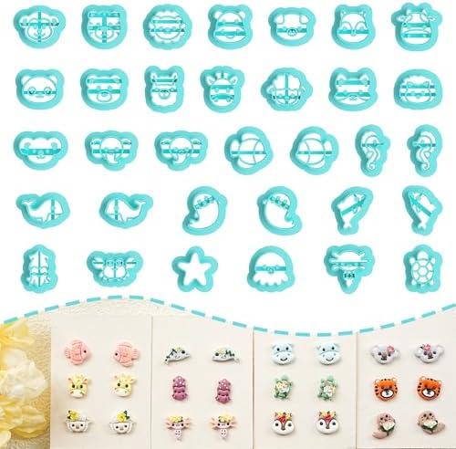 Tainsky Animal Clay Cutters for Polymer Clay Jewelry, 33 Shapes Earring Studs Cutters for Polymer Clay Making by Tainsky