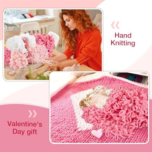 Threlaco 6 Skeins Loops Yarn Bulk Finger Loop Yarn,White, Pink, Carmine - Image 5