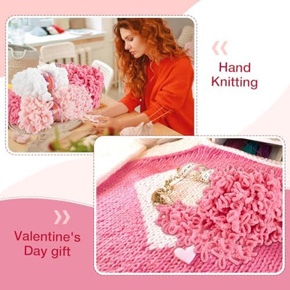 Threlaco 6 Skeins Loops Yarn Bulk Finger Loop Yarn,White, Pink, Carmine - Image 5