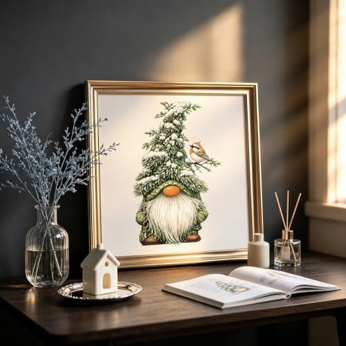 Winter Gnome Stamped Cross Stitch Kits for Beginner 13.7x13.7 Inch - Image 3