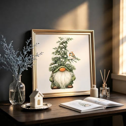 Winter Gnome Stamped Cross Stitch Kits for Beginner 13.7x13.7 Inch - Image 3