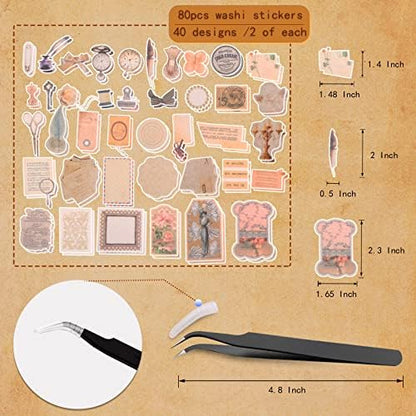 200Pcs Vintage Scrapbook Stickers, Aesthetic Junk Journal Stamping Supplies Kit, Scrapbooking Ephemera Washi Paper for Bullet Journaling Planners Diary Collage - Image 2