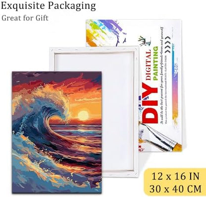 Natuyalo Framed Paint by Numbers on Canvas Sea Wave Acrylic Paint by Numbers Kits for Adults Beginner Sunset Seascape Pictures Painting Kits Ideal Gift Home Wall Decor 12x16 Inch - Image 6