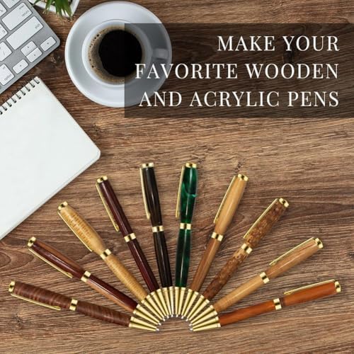 10 Pcs Pen Kits for Wood Turning 7mm Slimline Pen Twist Kit with Refill Lathe Turning Supplies Gold - Image 4