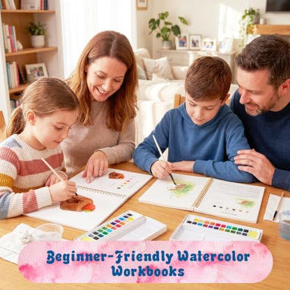 Watercolor Workbook 4 Pack,Water Colors Paint Adult Set for Beginner with Step by Step,Relaxing & Easy to Paint Water Coloring Book with 24 Colors,Perfect for Gifting to Creativity & Joy for Adults - Image 7