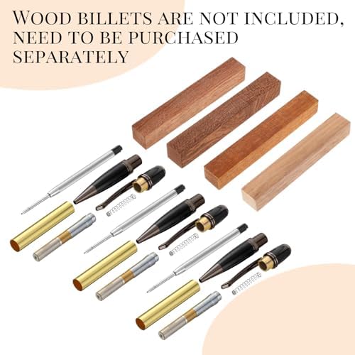 Colarr 12 Pack Woodturning Pen Kit Twist Ballpoint Pen Kit, Black - Image 6