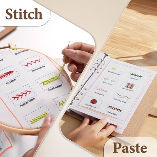 Ogioxam Embroidery Stitch Book Kit for Beginners, Hand Embroidery Kits for Adults, Embroidery Book Kit for Beginners - Image 2