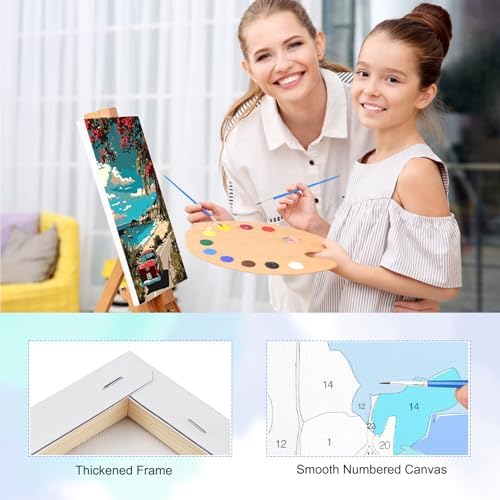 TOSTOG Seaside Road Framed Canvas Paint by Numbers Art Kit for Adults and Kids, Beginner Acrylic Oil Painting Supplies with Wooden Frame for Home Wall Decor 20 * 30 cm/8 * 11.8 in - Image 3