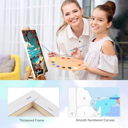TOSTOG Seaside Road Framed Canvas Paint by Numbers Art Kit for Adults and Kids, Beginner Acrylic Oil Painting Supplies with Wooden Frame for Home Wall Decor 20 * 30 cm/8 * 11.8 in - Image 3