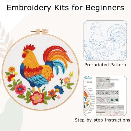 Nuberlic Embroidery Kit for Beginners, Rooster Needlepoint kit - Image 4