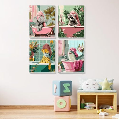 MXJSUA 4 Pack Elephant Shark Animals Framed Paint by Numbers Kit with Canvas for Adults Beginner, DIY Acrylic Oil Painting Kits with Brushes for Home Wall Decor Gift (8x10 inch) - Image 2