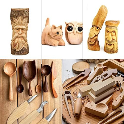 Wood Carving Kit 26pcs Wood Carving Tools Set with Wood Carving Knives Detail Knives Blocks Gloves Whittling Kit for Beginners Adults Kids Woodworking Tools for Spoon Bowl Kuksa Cup - Image 6