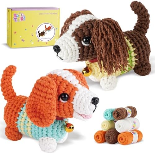 Crochet Kit for Beginners, 2-Pack dog Animal Kits for Adults, Amigurumi Set by Unknown