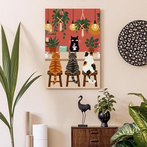 Gemozaic Framed Paint by Numbers Kit for Adults, Funny Cats Shop, 8x12 in - Image 2