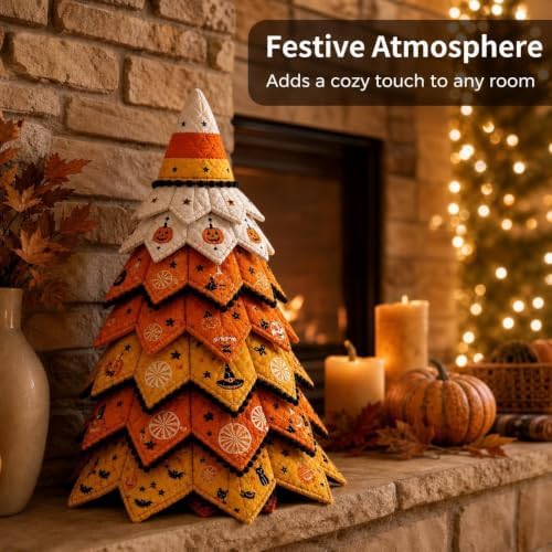 Quilted Christmas Tree Kit – Pre-Cut Fabric & Foam Cone DIY Tabletop Decoration with Tree Topper, No-Sew Holiday Craft Kit for Adults & Kids, Christmas Tree Decorations for Home, Party & Gifts (set2) - Image 6