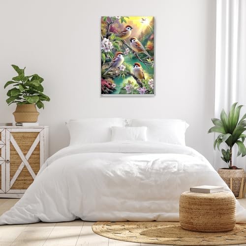 Bowetile Paint by Numbers Birds Kit for Adults, Framed Painting by Numbers Animal, Adults' Paint-by-Number Kits on Canvas, Acrylic Flower Number Painting Gifts for Home Wall Decor, 8x12in - Image 4