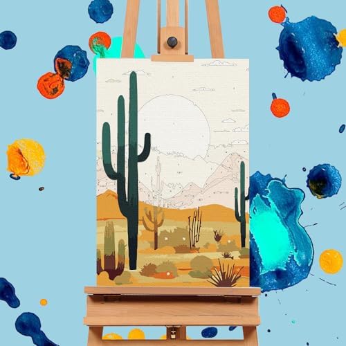 4 Pack Framed Paint by Numbers Kit for Adults with Wooden Easel, 8x12 Inch - Image 5