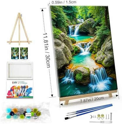 JOOZ Paint by Numbers Kit for Adults with Frame Waterfall 8x12 Inch - Image 3