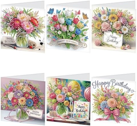 TDFERAN 6 Pack Diamond Painting All Occasion Card Assortment with Envelopes Diamond Art Kits Birthday Greeting Cards All Occasion Birthday Cards Sympathy Cards Thinking of You Cards Flowers by TDFERAN