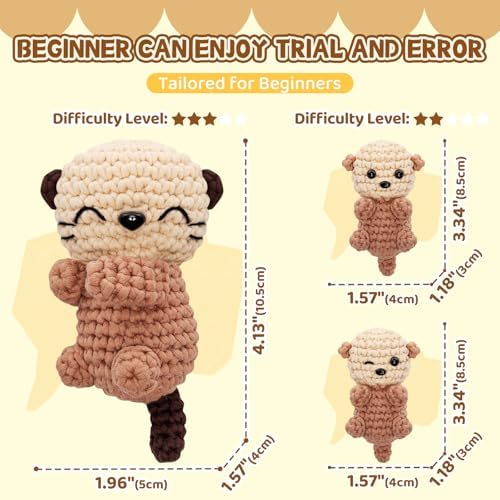 Mewaii Crochet Kit for Beginners, 3 Pack Sea Otter Craft Set - Image 6