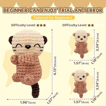 Mewaii Crochet Kit for Beginners, 3 Pack Sea Otter Craft Set - Image 6