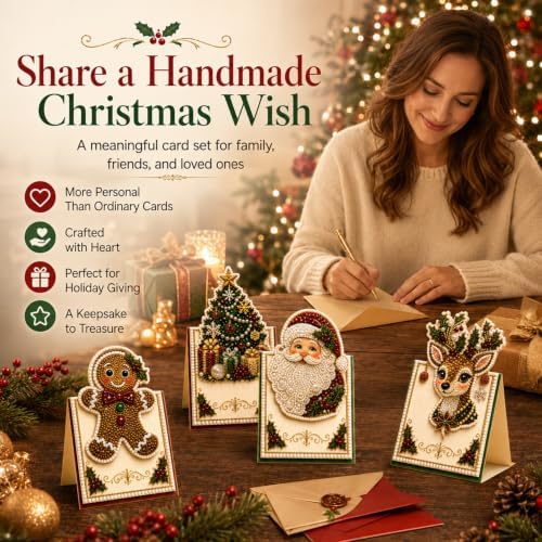 6 Pack Christmas Diamond Painting Cards, DIY 3D Pop-Up Greeting Set - Image 5