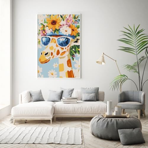 Possoco Framed Paint by Numbers Kit for Adults Beginner & Kids Ages 8-12, Animals Giraffe Adult Paint by Number Kits on Canvas, DIY Acrylic Number Painting for Teens for Home Decor 8x12 Inch - Image 7