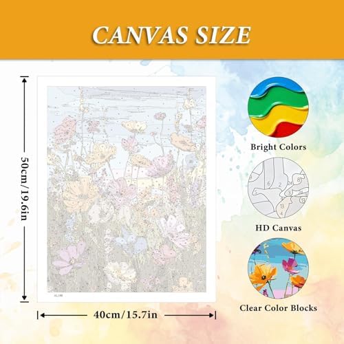 PHANTASYART Wild Flowers Paint by Numbers Kit for Adults 16x20inch - Image 5