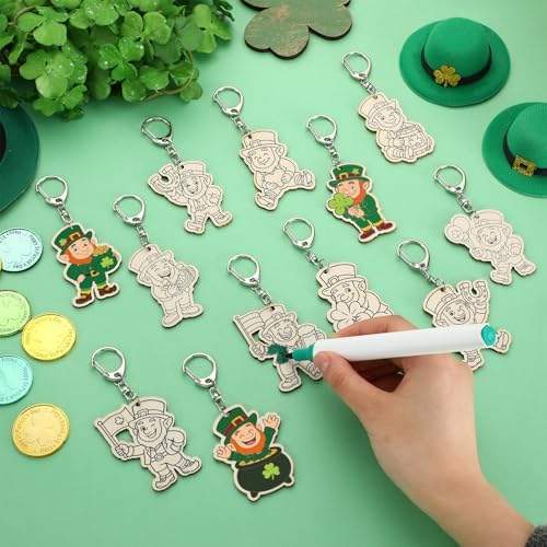 RattanView 24 Pcs St. Patrick's Day Craft Keychains DIY Keychain, 12 Styles - Image 4