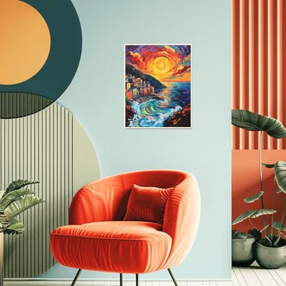 Sunset Paint by Numbers Kit for Adults Beginner Cinque Terre Italy Oil Painting Kit Adult Paint by Number Kits on Canvas DIY Painting for Beginners Art by Numbers for Gifts Home Wall Decor 16x20 Inch﻿ - Image 3